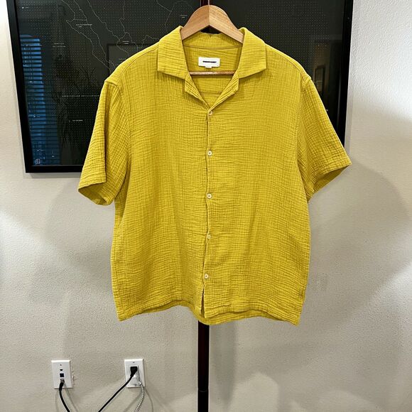 Common Market - SS Camp Collar Cotton Gauze Shirt Large - Yellow - Picture 1 of 7
